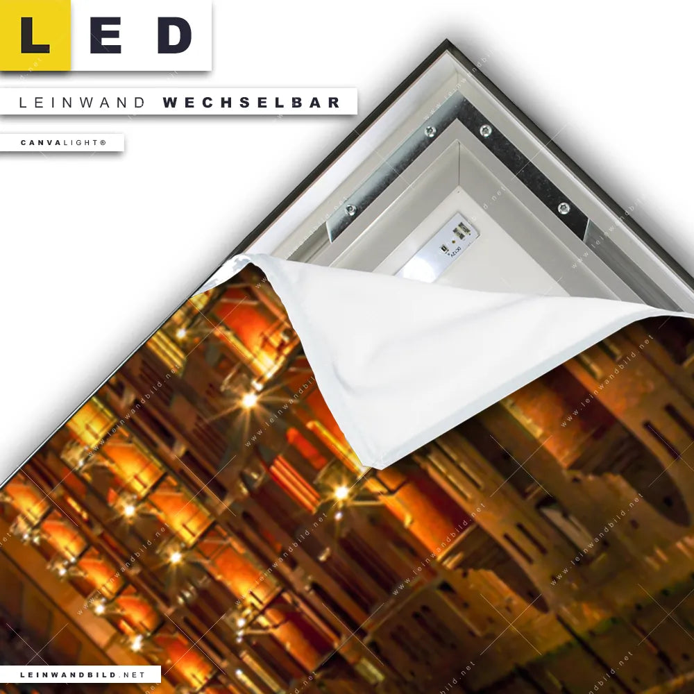 LED Leinwandbild Canvalight® TEX | Blauer Achat | Hochformat