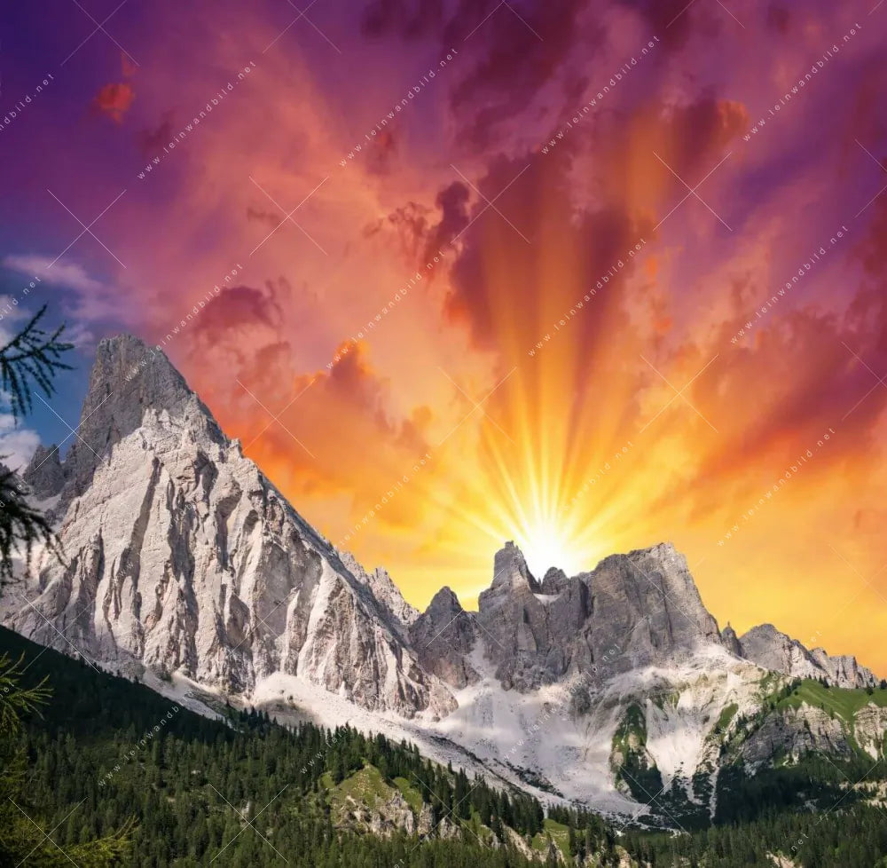 Leinwandbild 💛 Sonnenuntergang in den Bergen 💛 Hochformat –